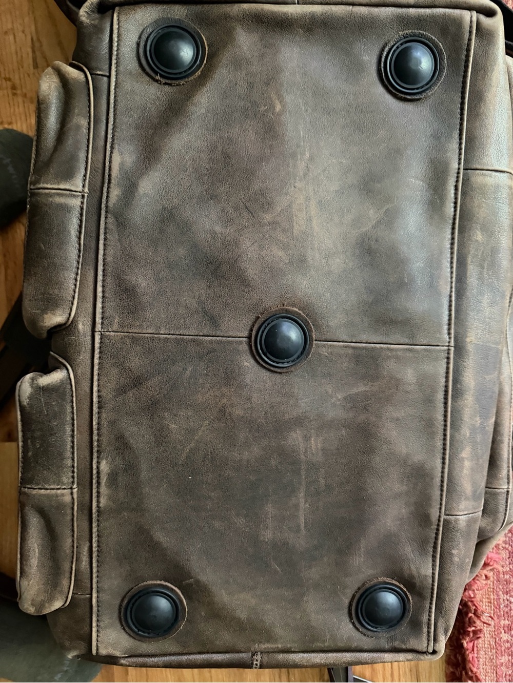 L.L. Bean Brown Leather Travel Duffel Bag with Yellow Interior - Picture 15 of 15